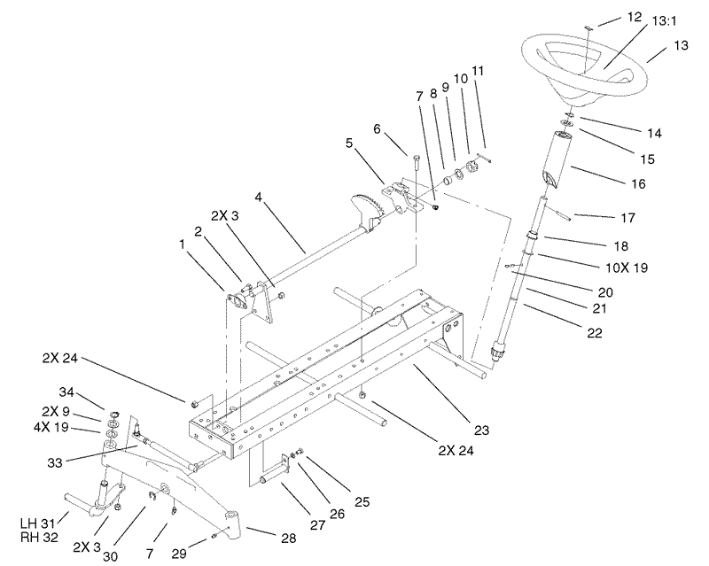 Frame Axle and Steering Assembly