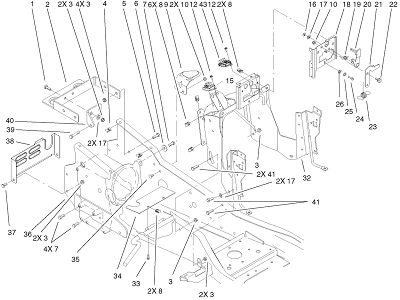 Steering Tower and Fuel Tank Supports Assembly