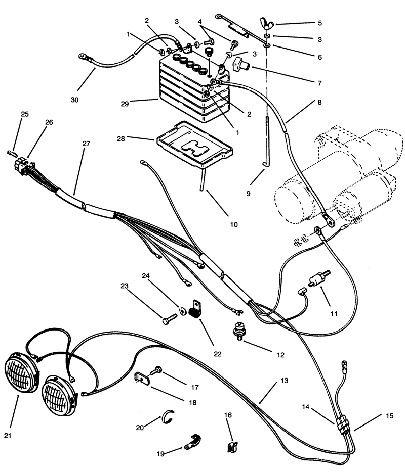 Battery and Headlights Assembly