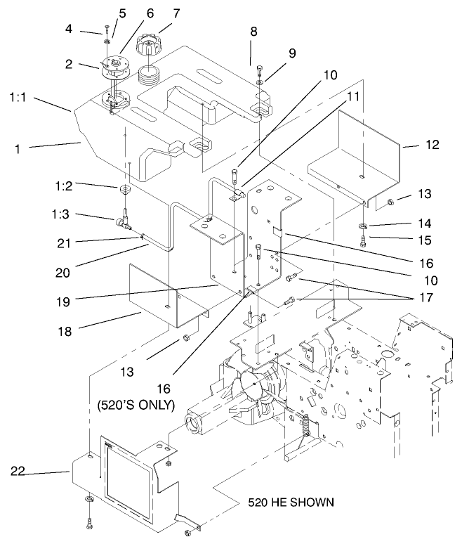 Fuel Tank and Hydro Fan Control Assembly 500