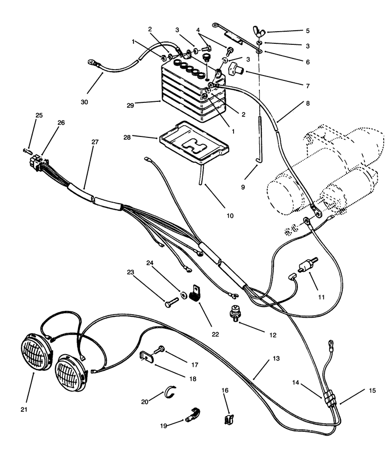 Battery and Headlights Assembly