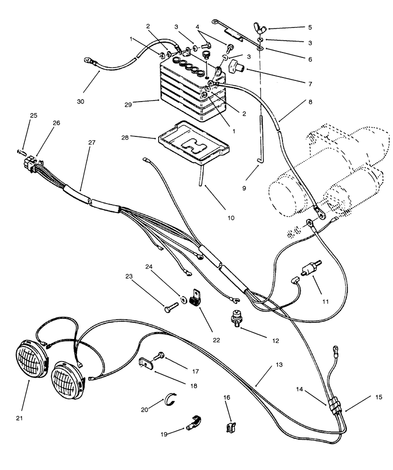 Battery and Headlights Assembly