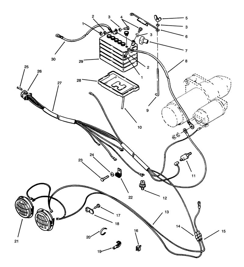 Battery and Headlights Assembly