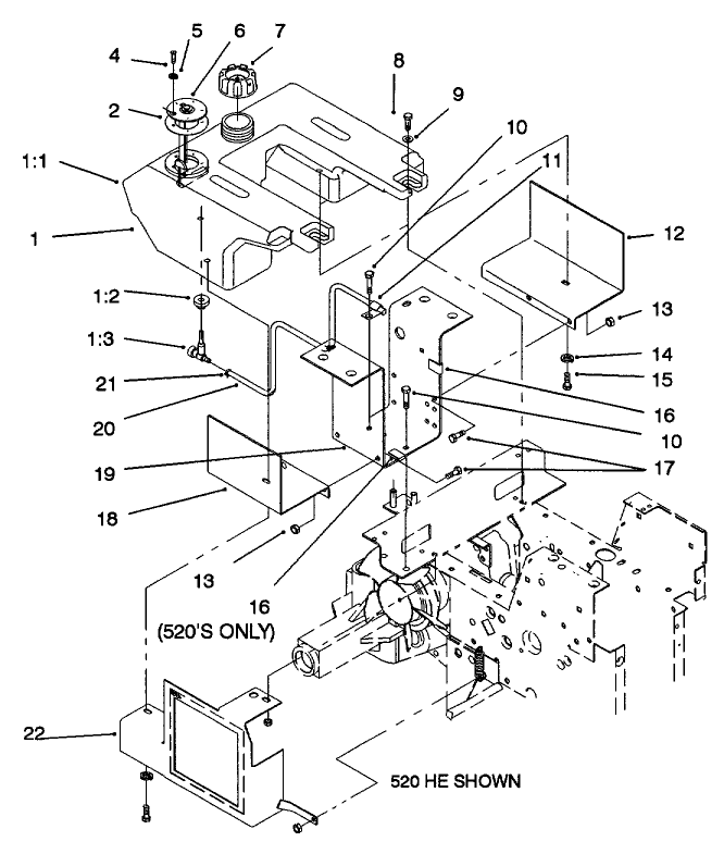 Fuel Tank and Hydro Fan Control Assembly 500