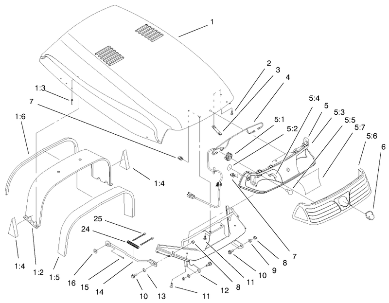 Hood and Headlight Assembly