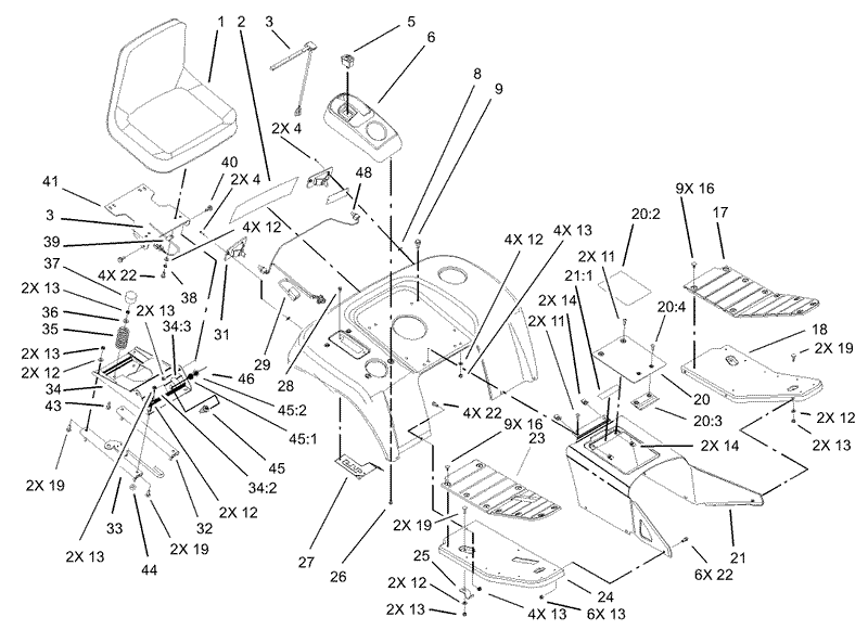 Fender Footrest and Seat Assembly