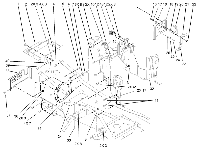 Steering Tower and Fuel Tank Support Assembly
