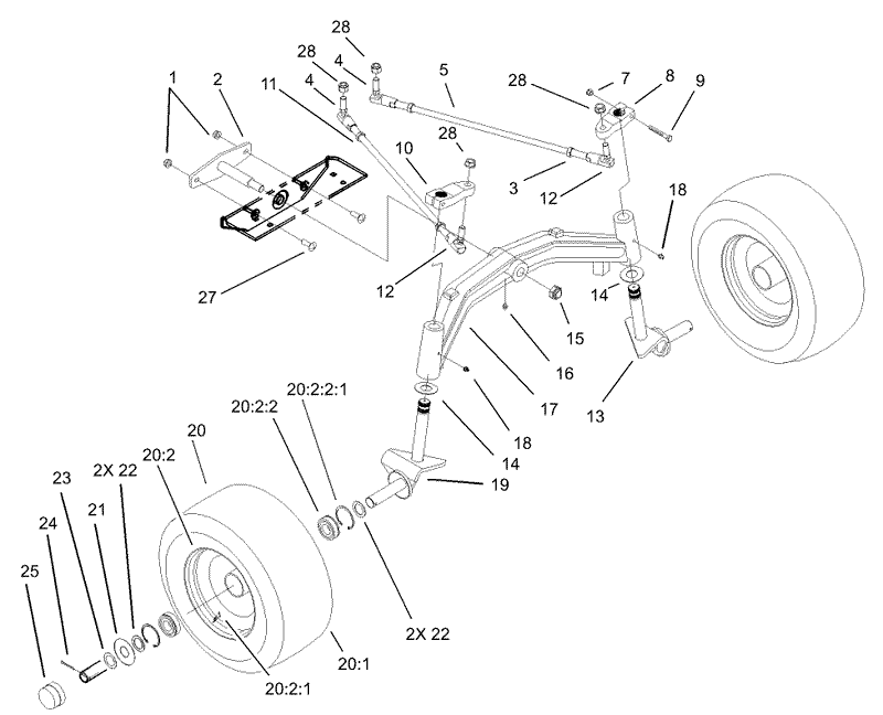 Tie Rod Spindle and Front Axle Assembly