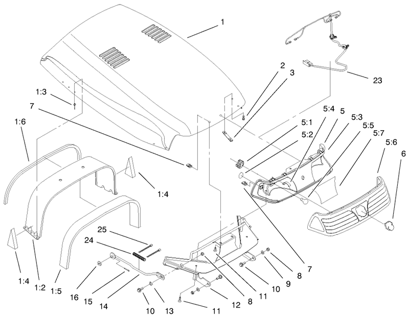 Hood and Headlight Assembly