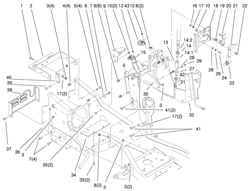 Steering Tower and Fuel Tank Supports Assembly