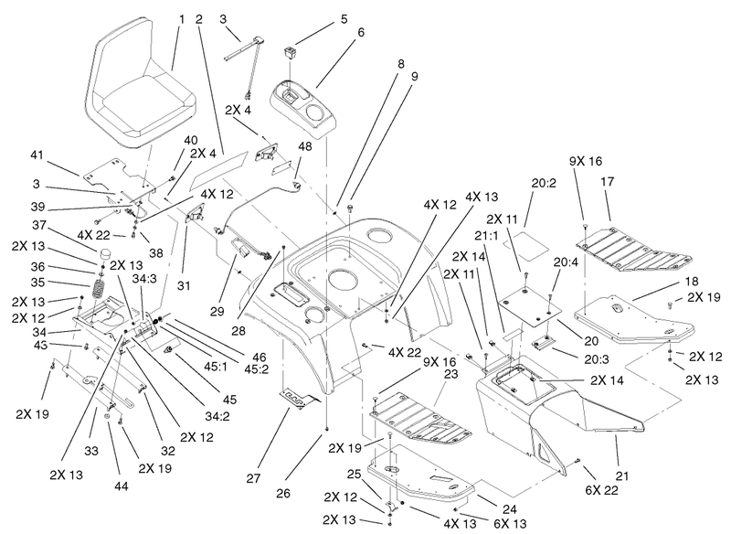Fender Footrest and Seat Assembly