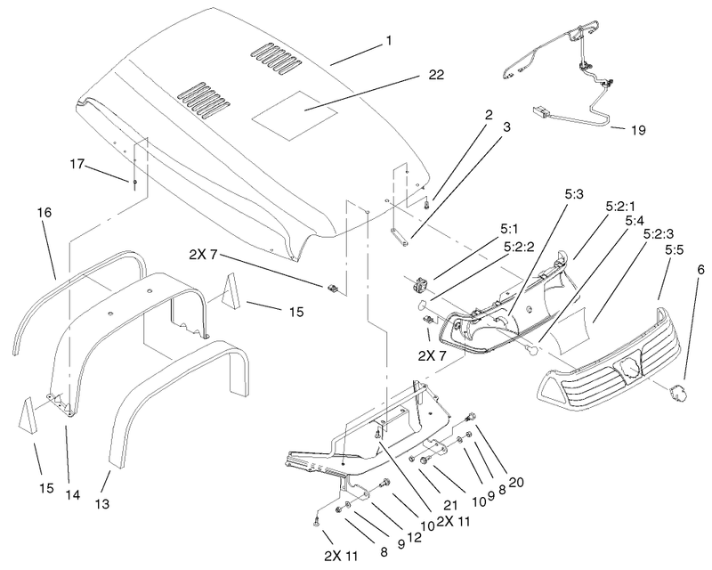 Hood and Headlight Assembly