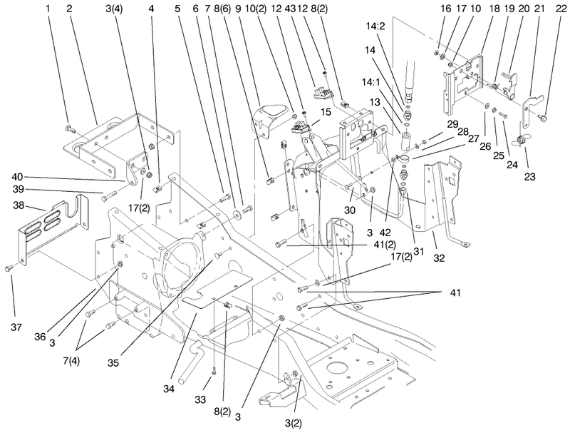 Steering Tower and Fuel Tank Supports Assembly