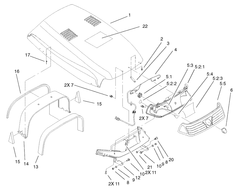 Hood and Headlight Assembly