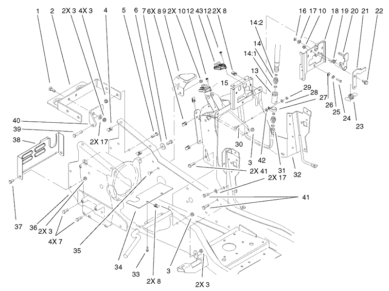 Steering Tower and Fuel Tank Supports Assembly