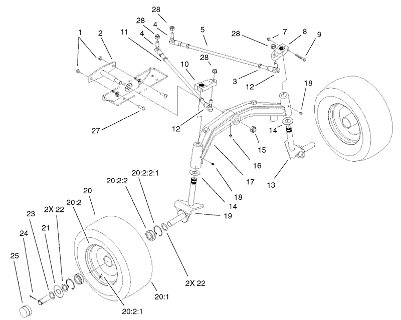 Tie Rods Spindle and Front Axle Assembly