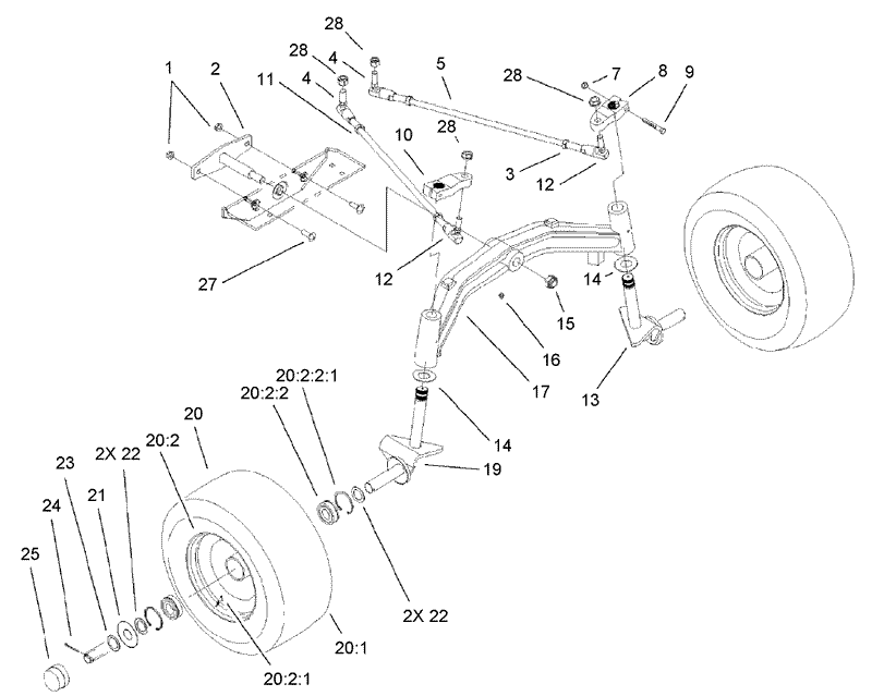 Tie Rod Spindle and Front Axle Assembly