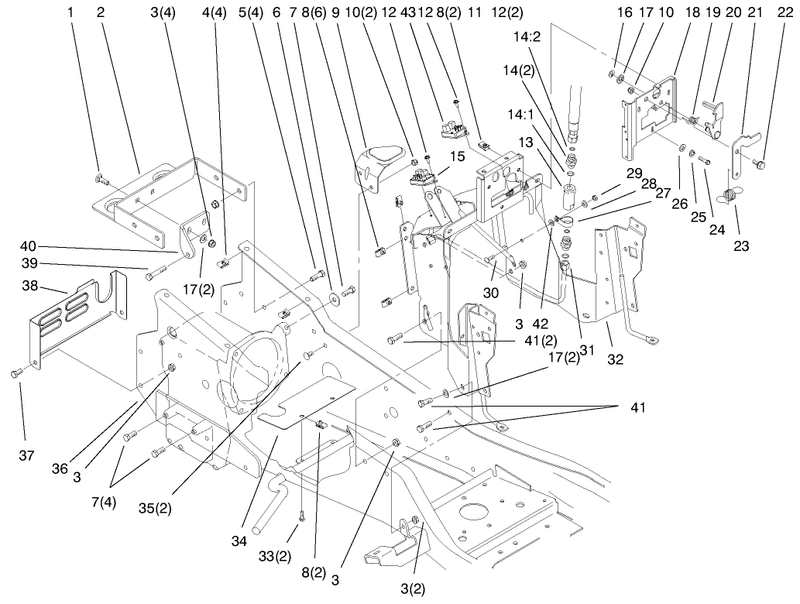 Steering Tower and Fuel Tank Supports Assembly