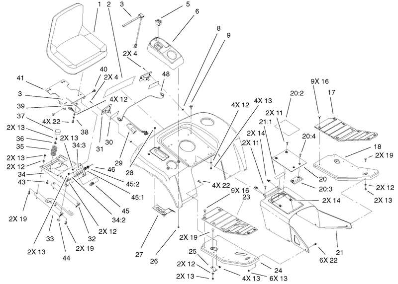 Fender Footrest and Seat Assembly