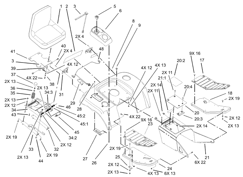 Fender Footrest and Seat Assembly