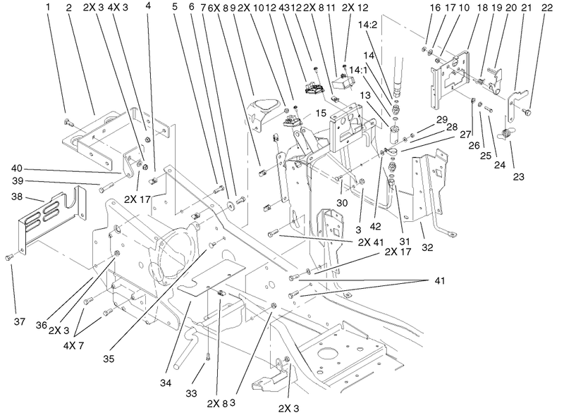 Steering Tower and Fuel Tank Supports Assembly