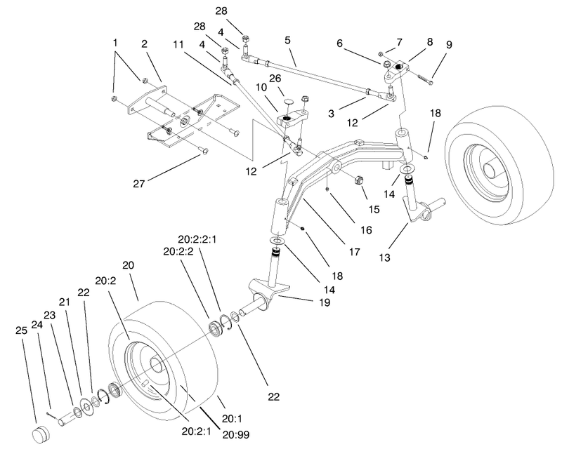 Tie Rods Spindle and Front Axle Assembly