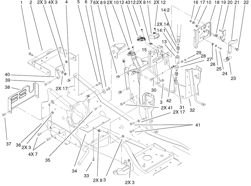 Steering Tower and Fuel Tank Supports Assembly