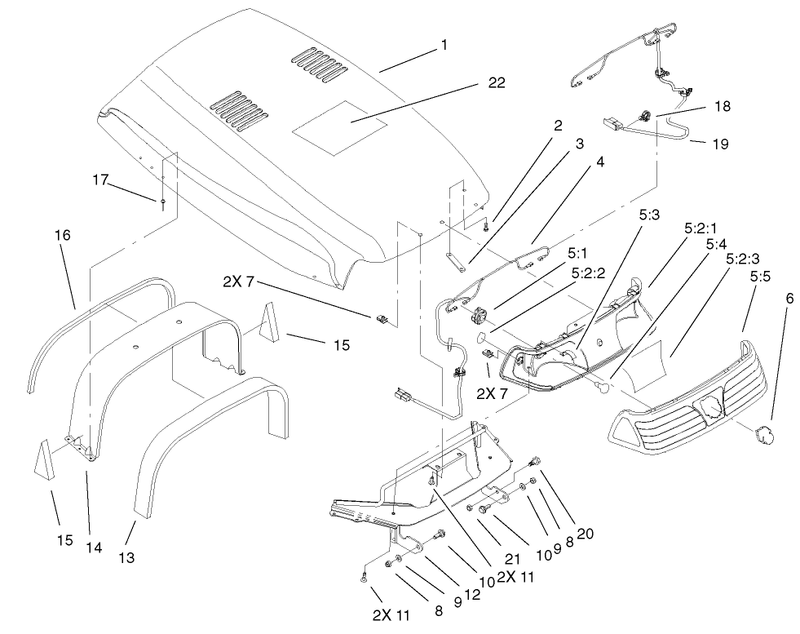 Hood and Headlight Assembly