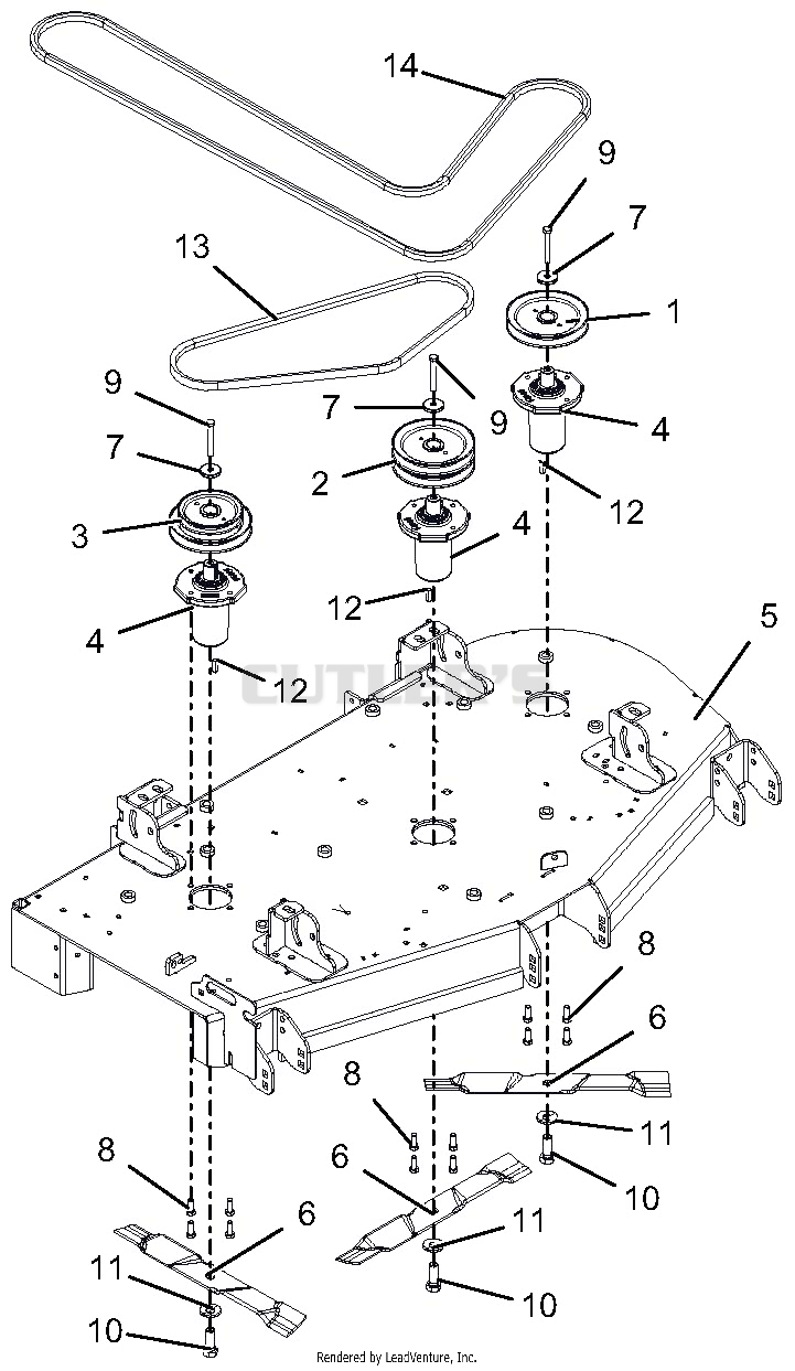 Deck, Belts, Blades And Spindles - 52-Inch Deck