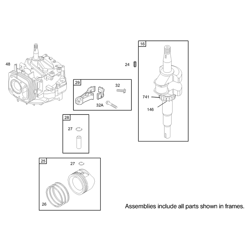 Crankshaft Assembly Briggs and Stratton Model 122607-0116-E1