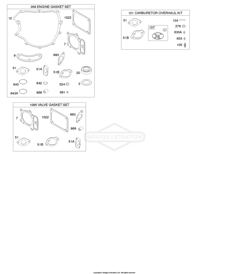 Engine/Valve Gasket Set, Carburetor Overhaul Kit