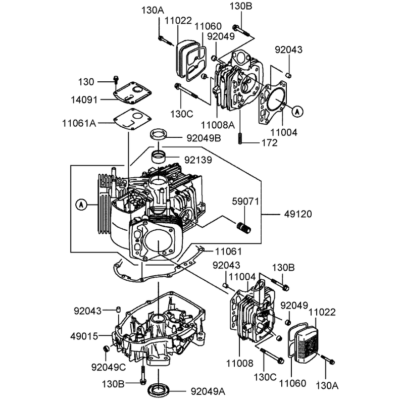 Cylinder and Crankcase Assembly Kawasaki FH430V-AS28