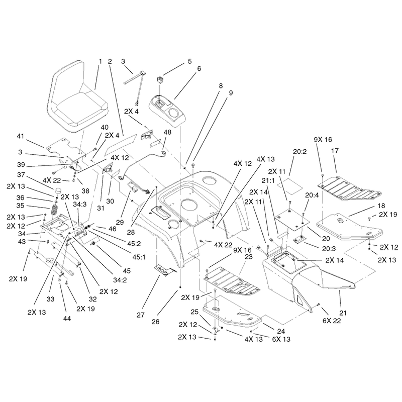 Fender Footrest and Seat Assembly