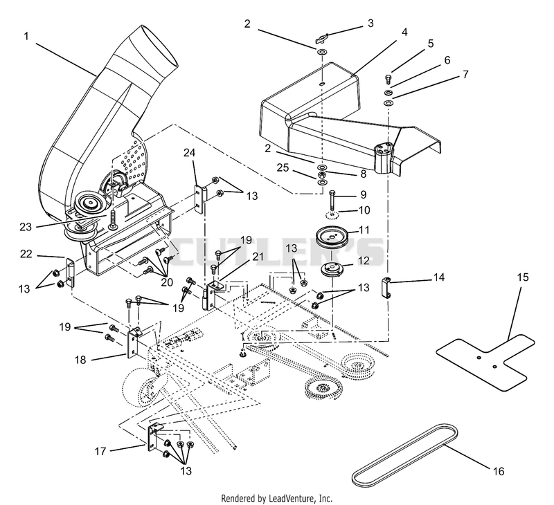 Blower Assembly To Mower Deck