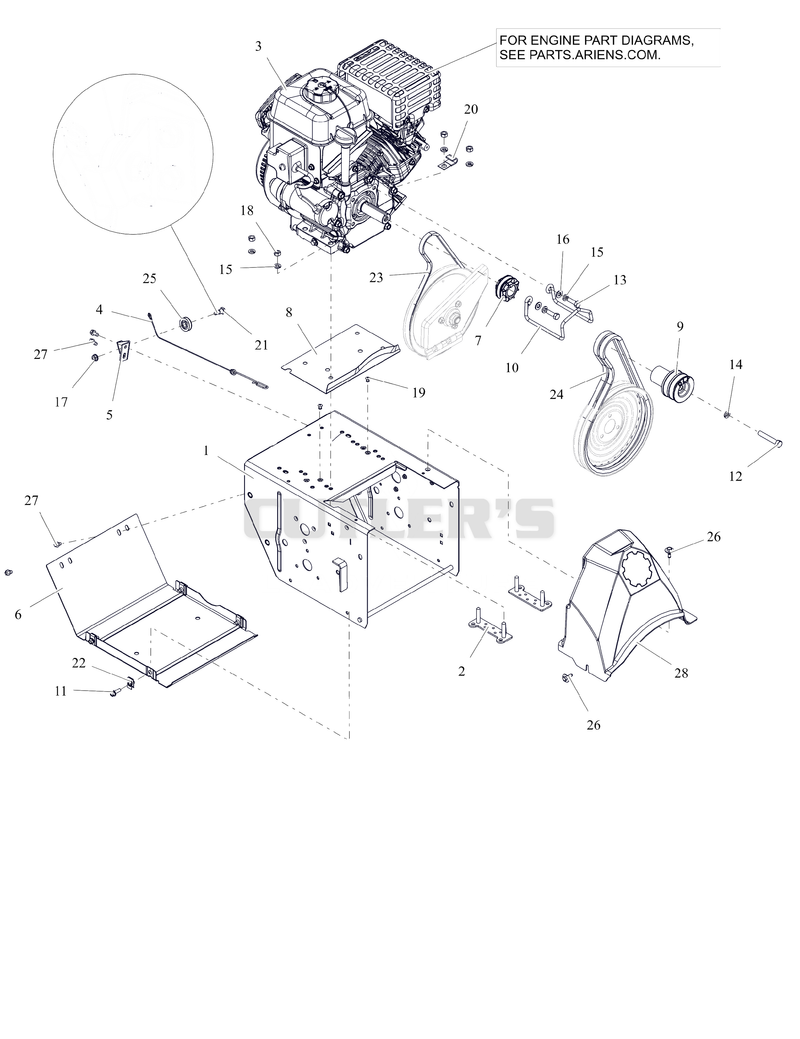 Engine, Frame and Belt Drive - AX254