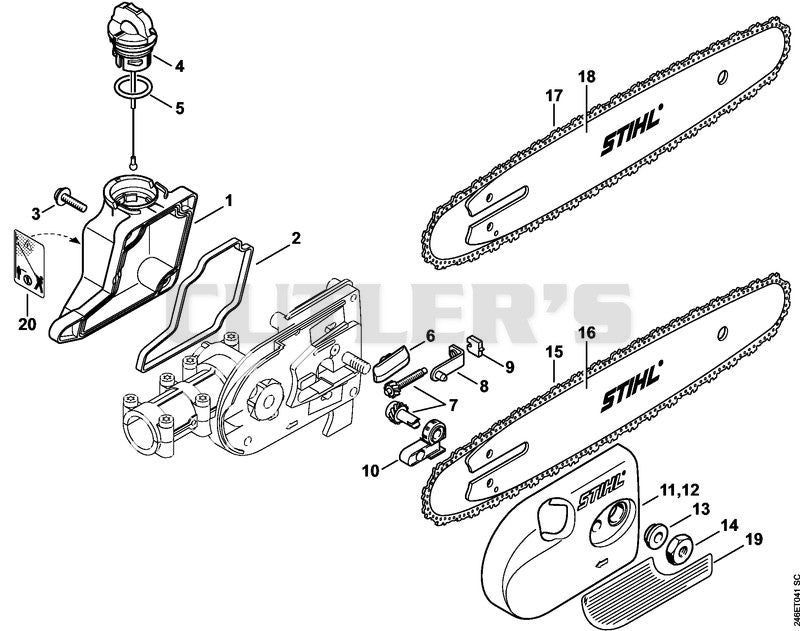Oil tank, Chain sprocket cover