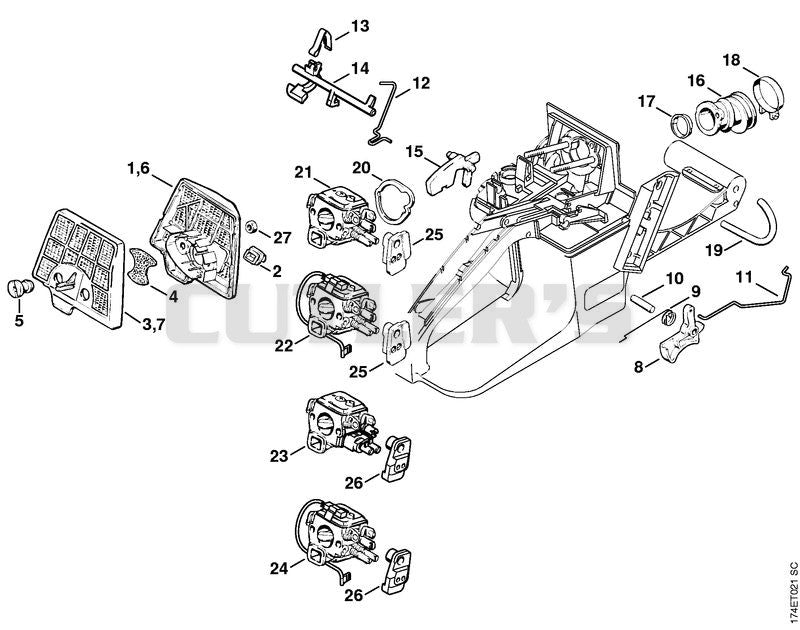 Air filter, Throttle control