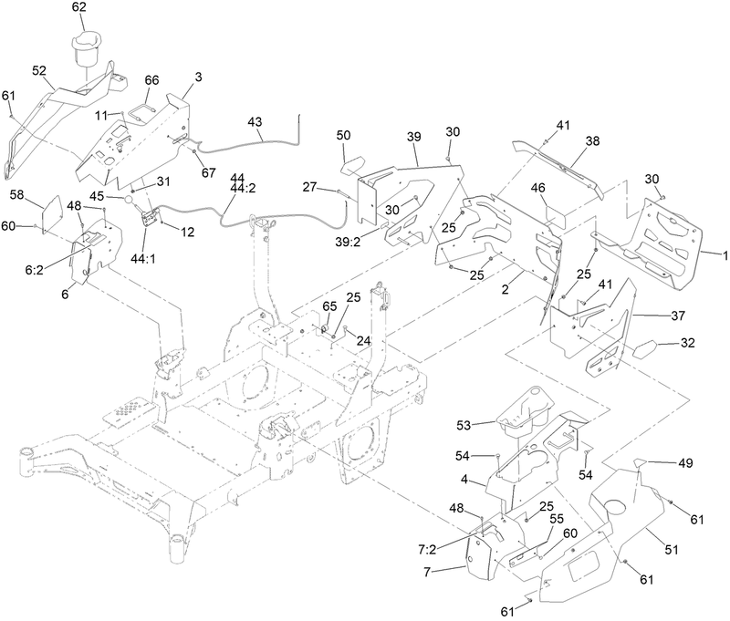 Throttle Choke Cables and Guard Assembly