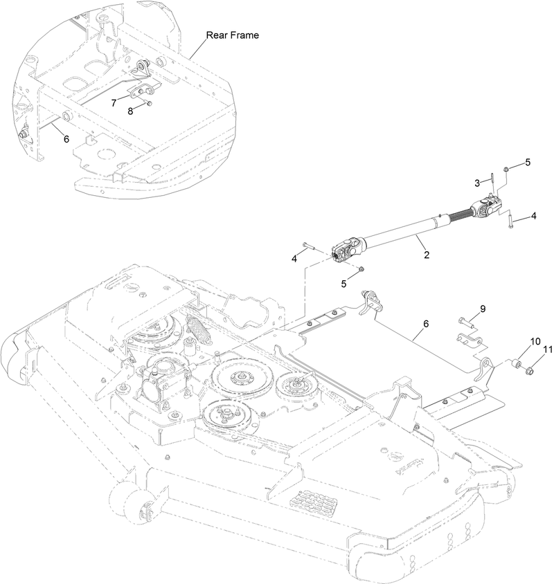 Deck Driveshaft and Discharge Tunnel Assembly