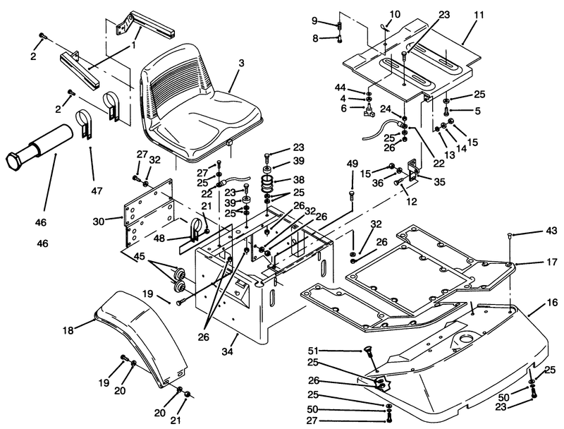 Fenders Floor Pan and Seat Assembly