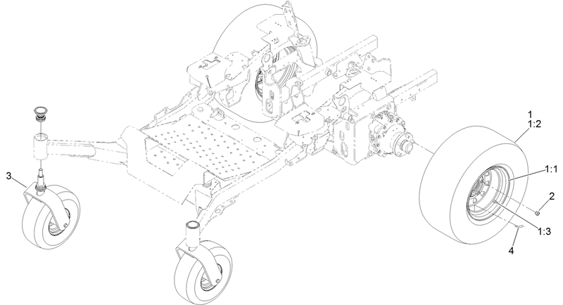 Rear Wheel and Caster Assembly