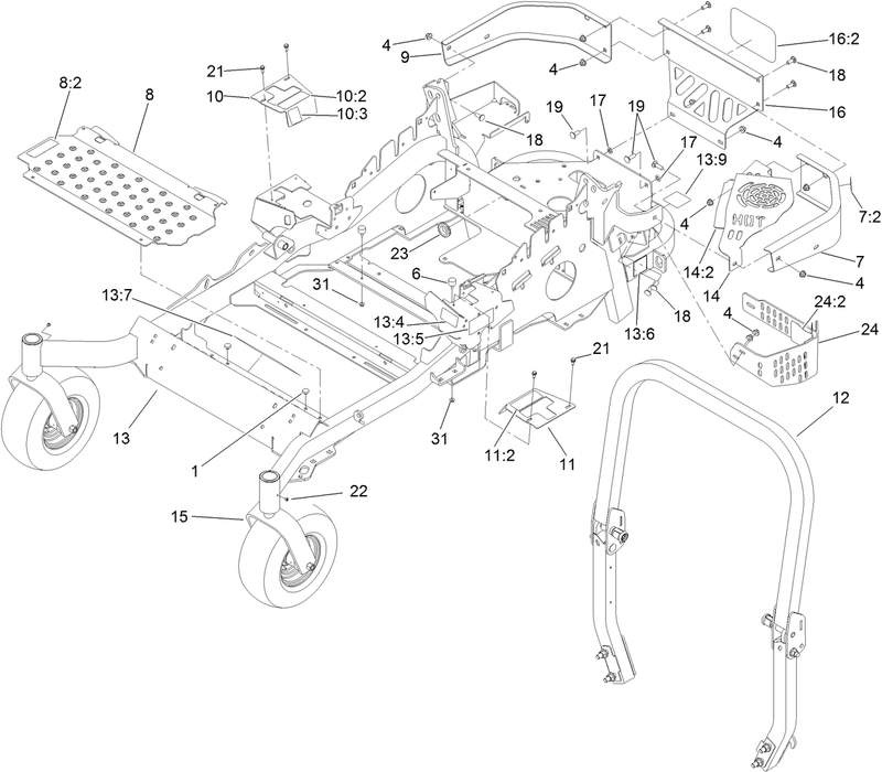 Frame and Caster Wheel Assembly