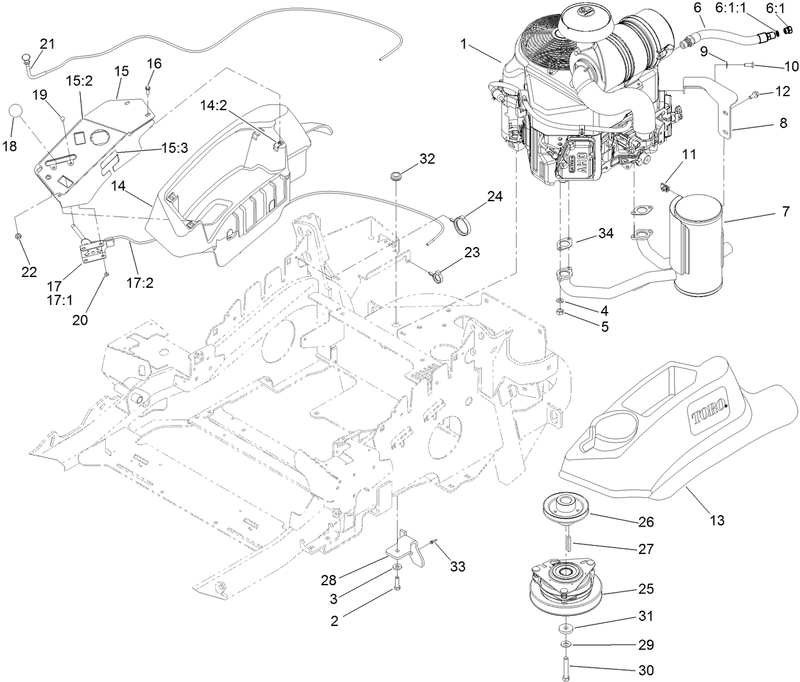 Engine Muffler and Control Panel Assembly