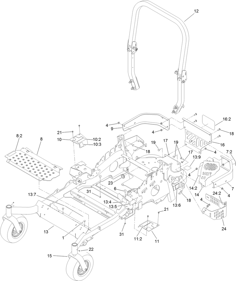 Frame and Caster Wheel Assembly