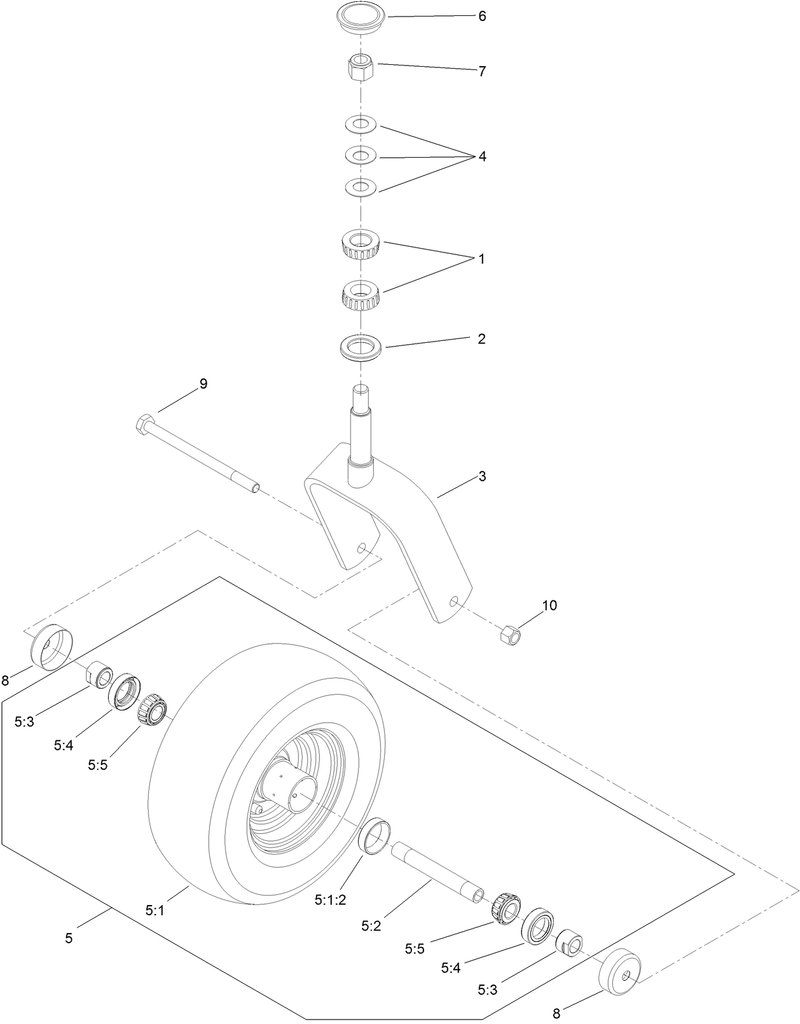 Caster Fork and Wheel Assembly
