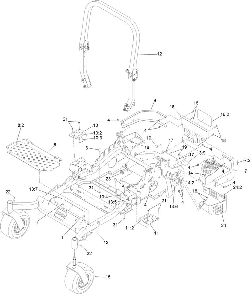 Frame and Caster Wheel Assembly