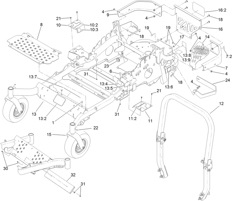 Frame and Caster Wheel Assembly