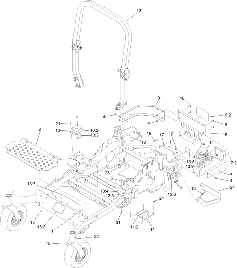 Frame and Caster Wheel Assembly