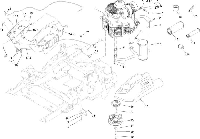 Engine Muffler and Control Panel Assembly