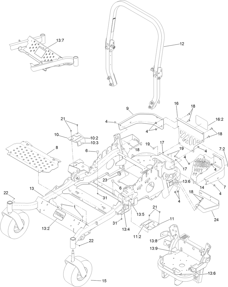 Frame and Caster Wheel Assembly